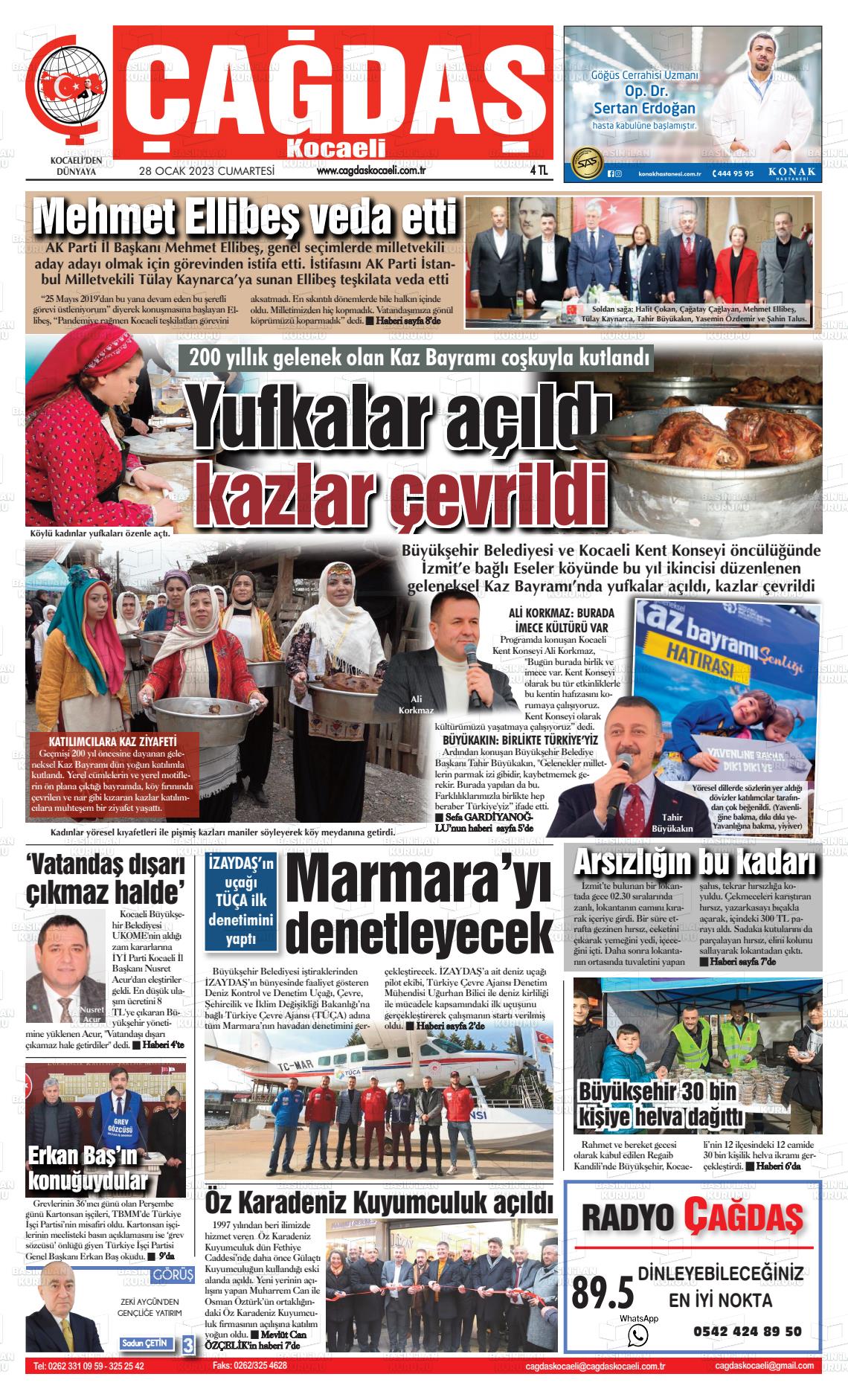 28 Mart 2023 Çağdaş Kocaeli Gazete Manşeti