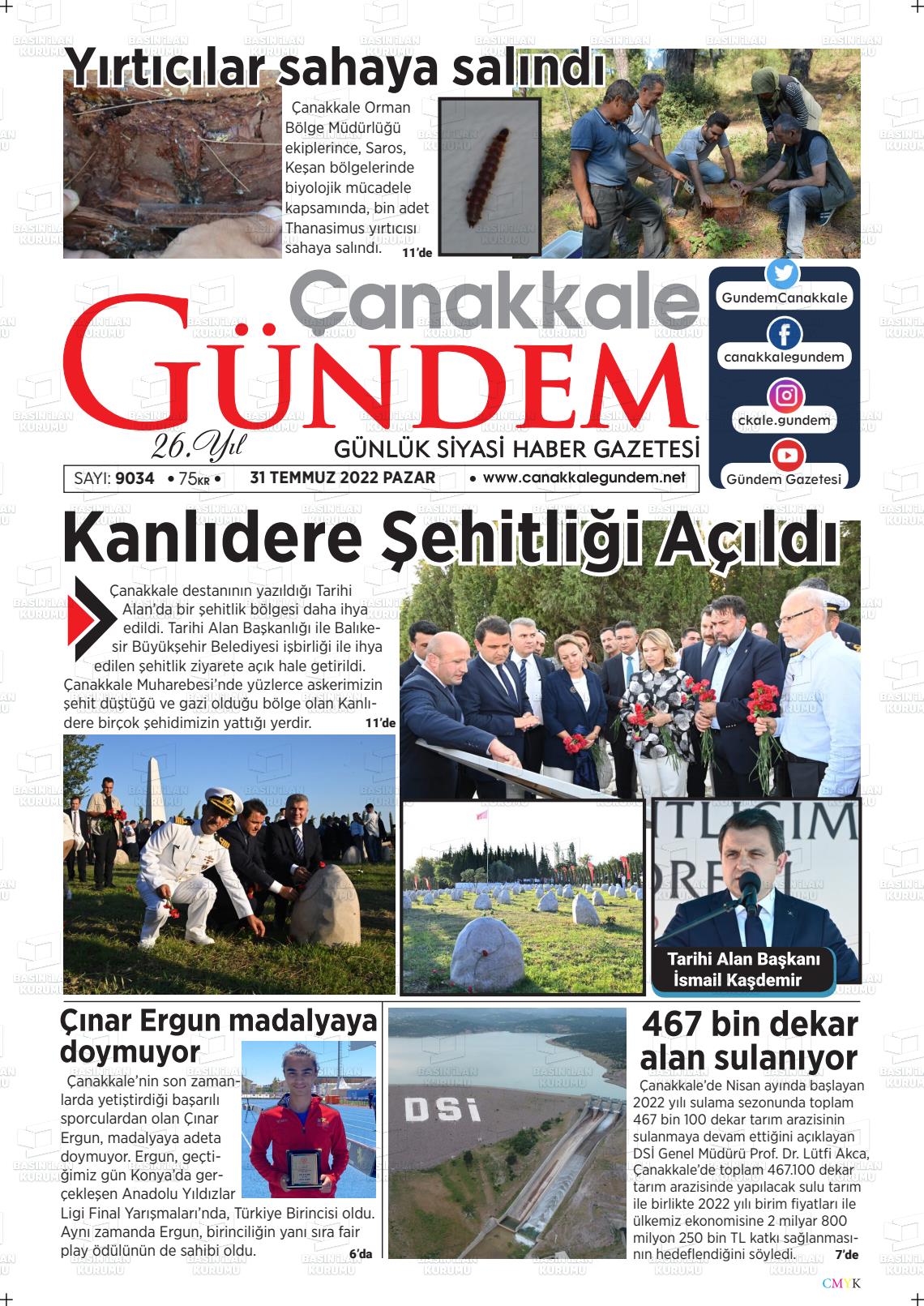 28 Eylül 2022 Çanakkale Gündem Gazete Manşeti