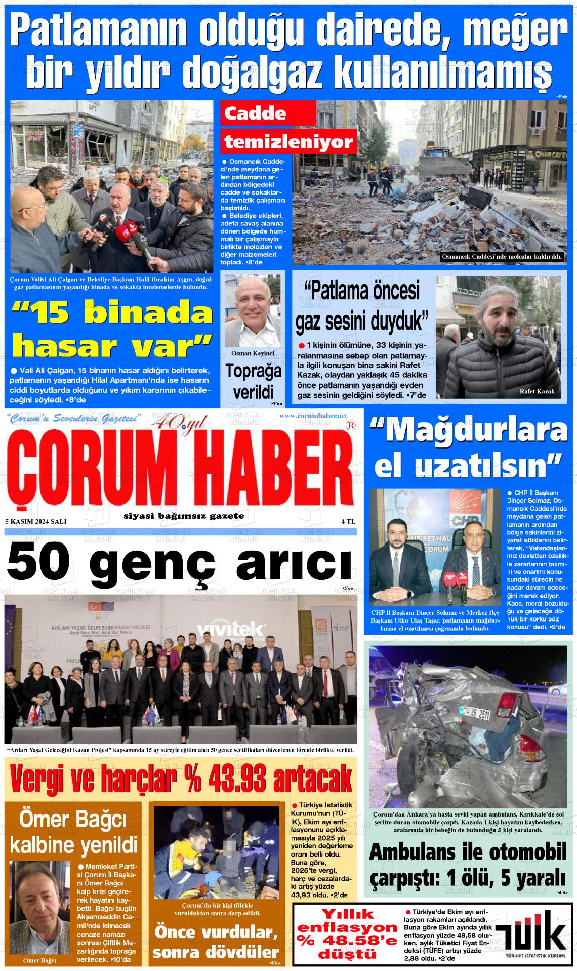 05 Kasım 2024 Çorum Haber Gazete Manşeti