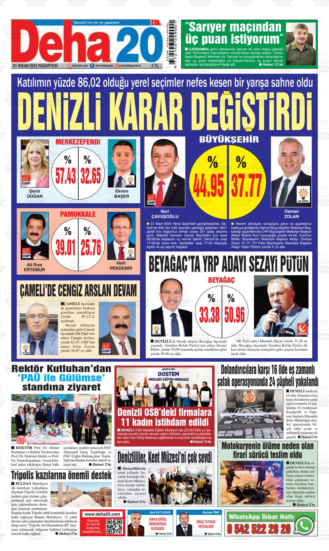 01 Nisan 2024 Deha 20 Gazete Manşeti