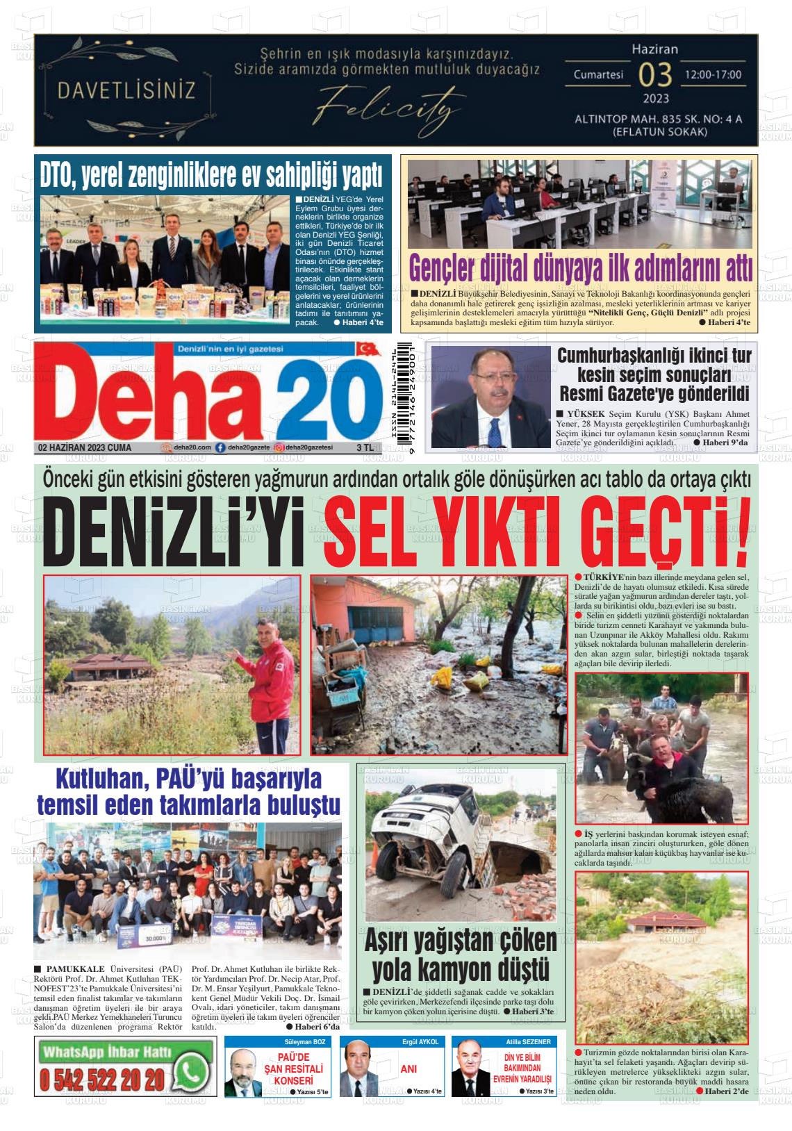 02 Haziran 2023 Deha 20 Gazete Manşeti