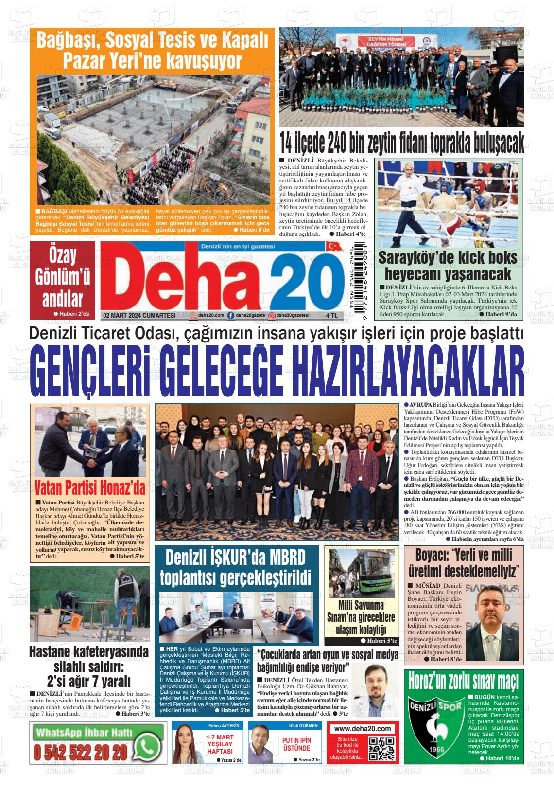 02 Mart 2024 Deha 20 Gazete Manşeti