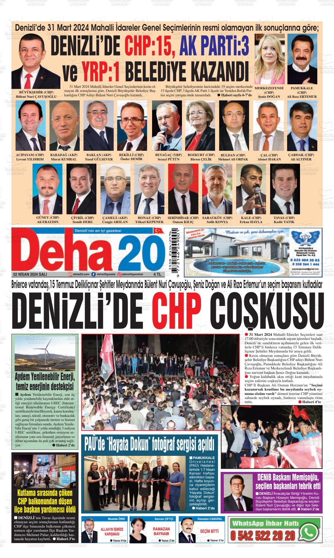 02 Nisan 2024 Deha 20 Gazete Manşeti