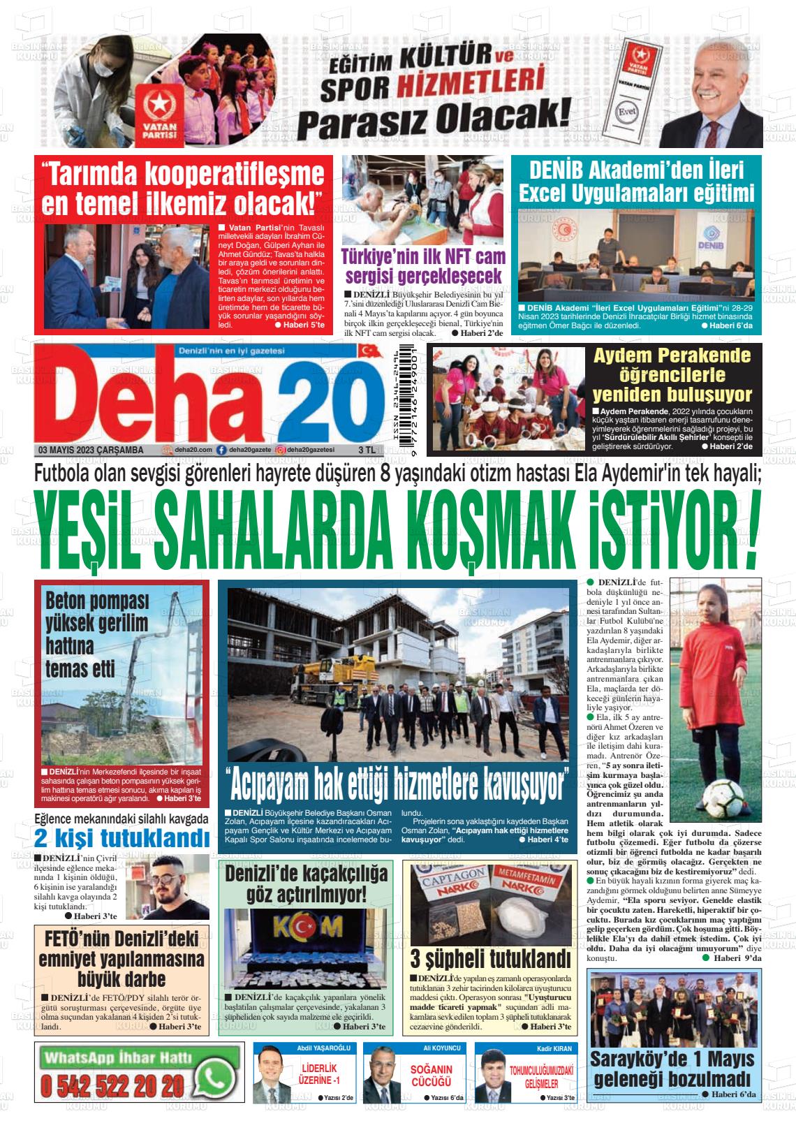 03 Mayıs 2023 Deha 20 Gazete Manşeti