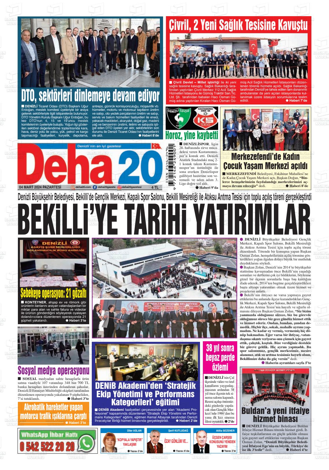 04 Mart 2024 Deha 20 Gazete Manşeti