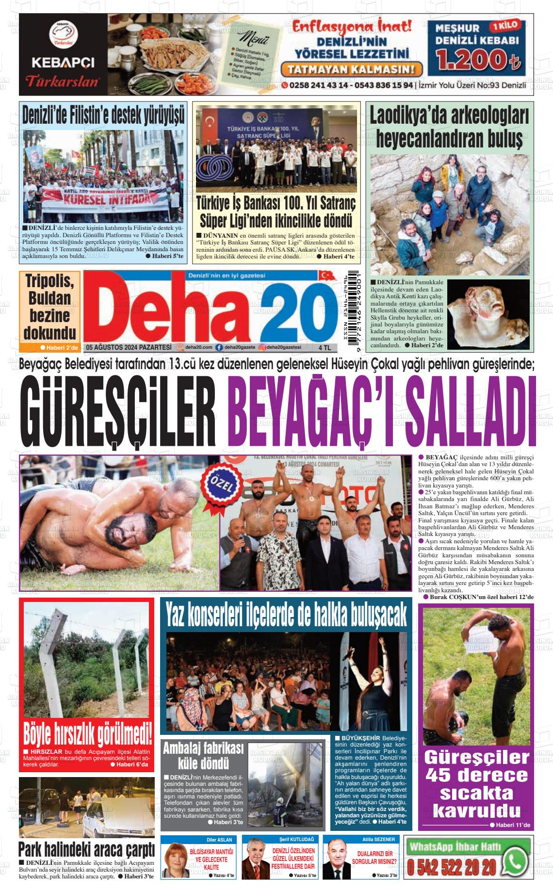 05 Ağustos 2024 Deha 20 Gazete Manşeti