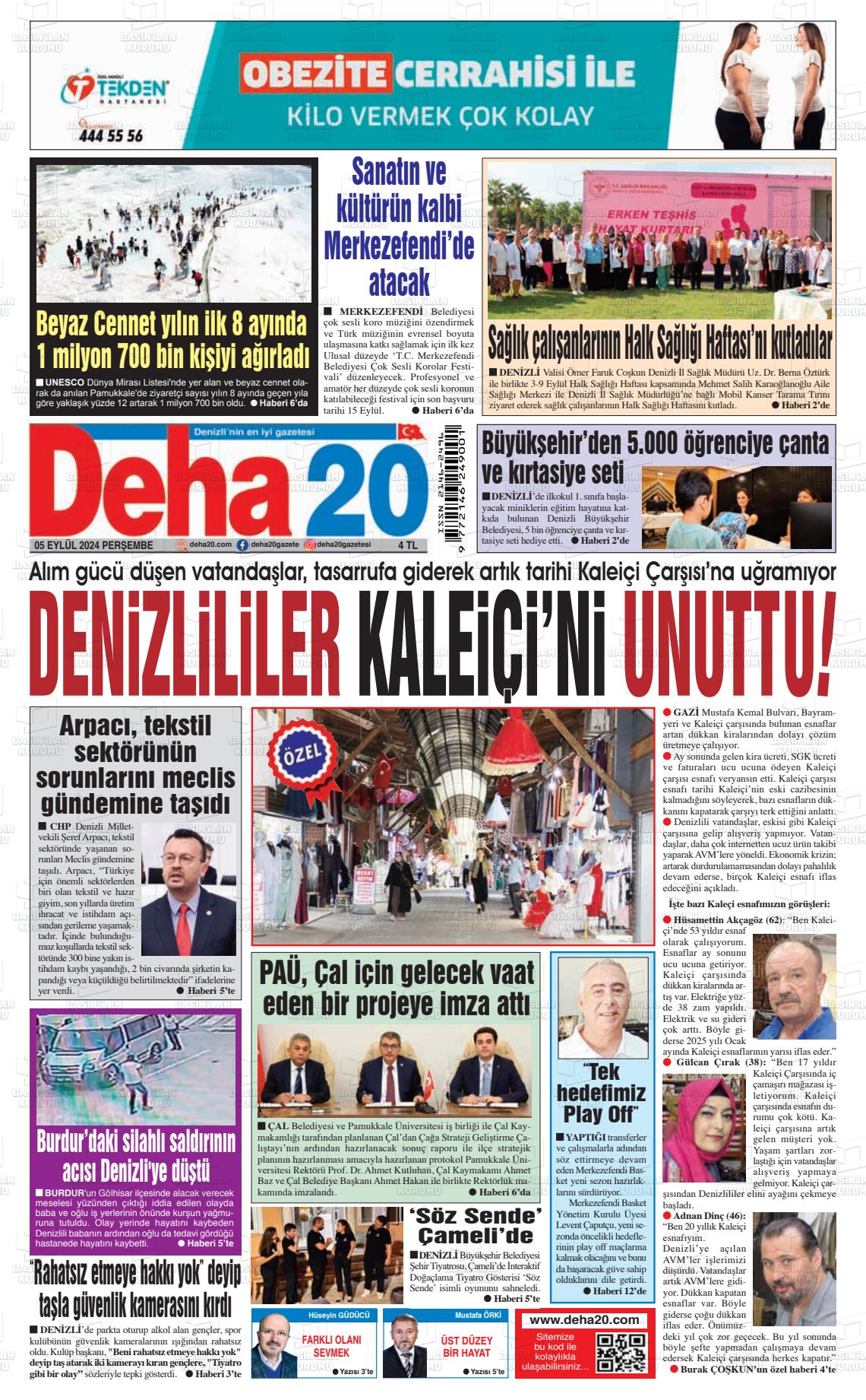 05 Eylül 2024 Deha 20 Gazete Manşeti