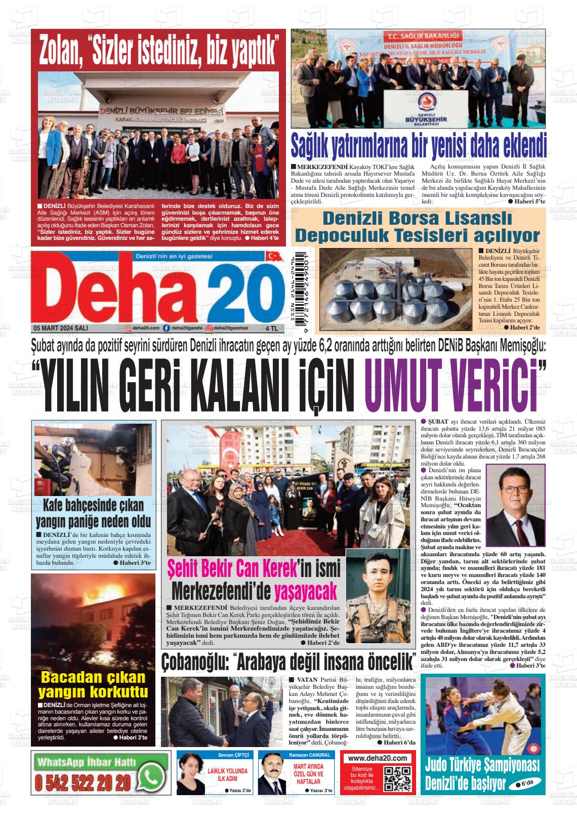 07 Mart 2024 Deha 20 Gazete Manşeti