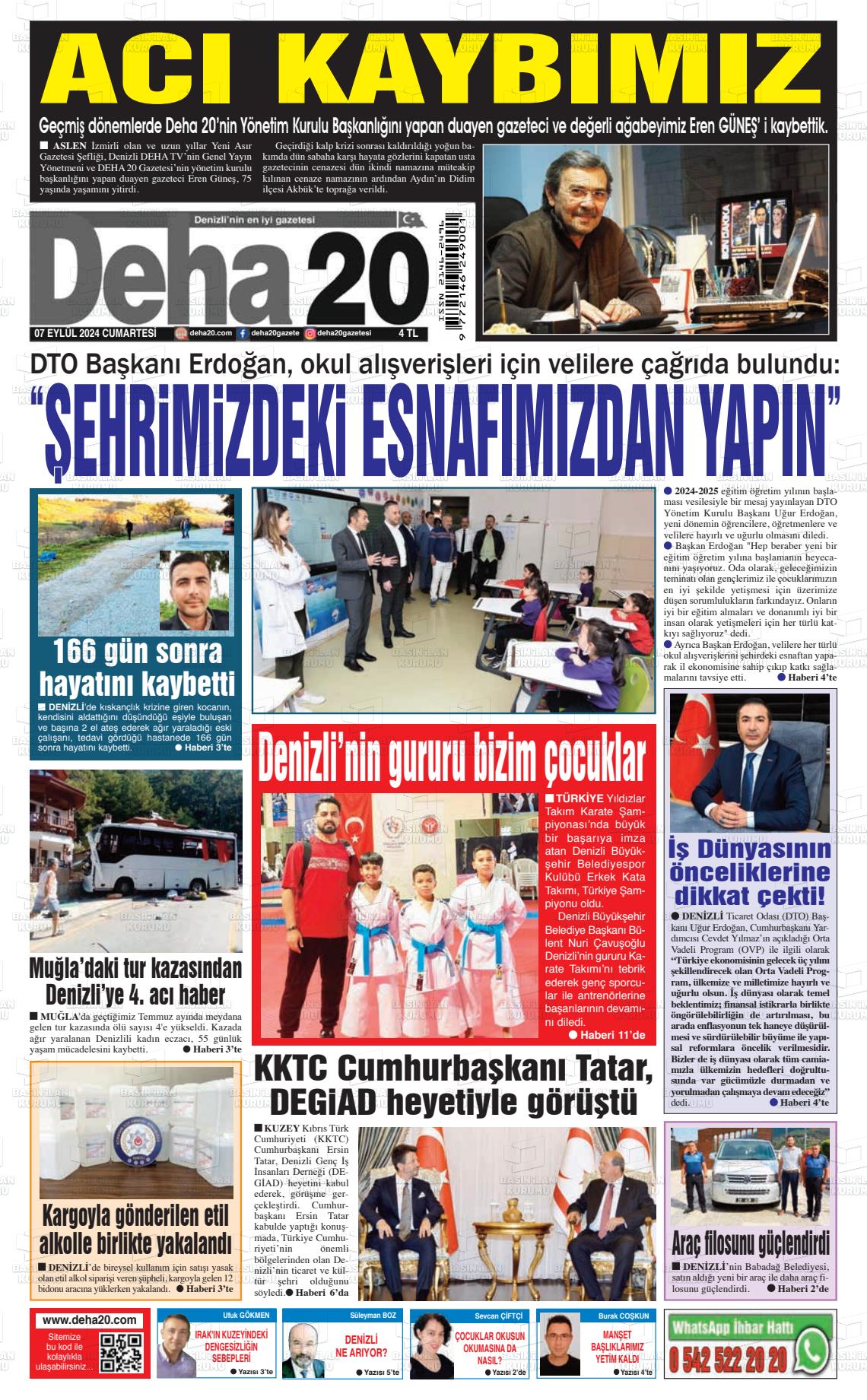 07 Eylül 2024 Deha 20 Gazete Manşeti