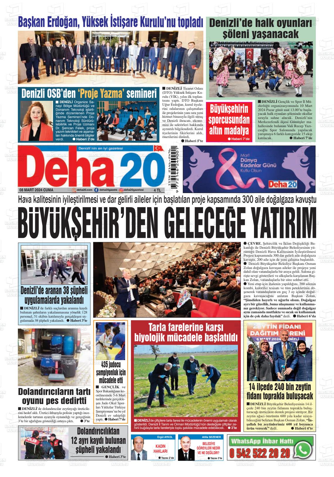 08 Mart 2024 Deha 20 Gazete Manşeti