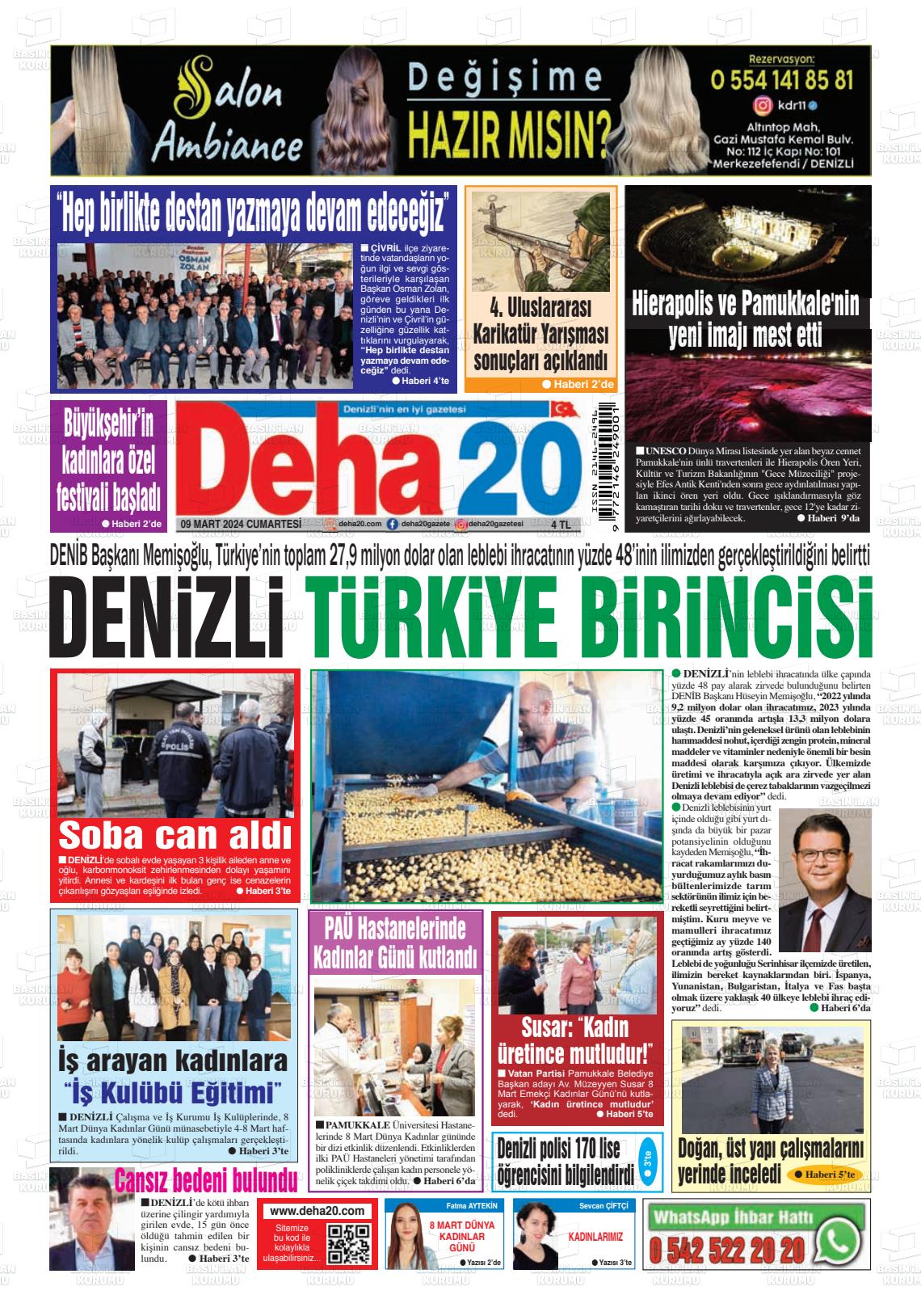 09 Mart 2024 Deha 20 Gazete Manşeti