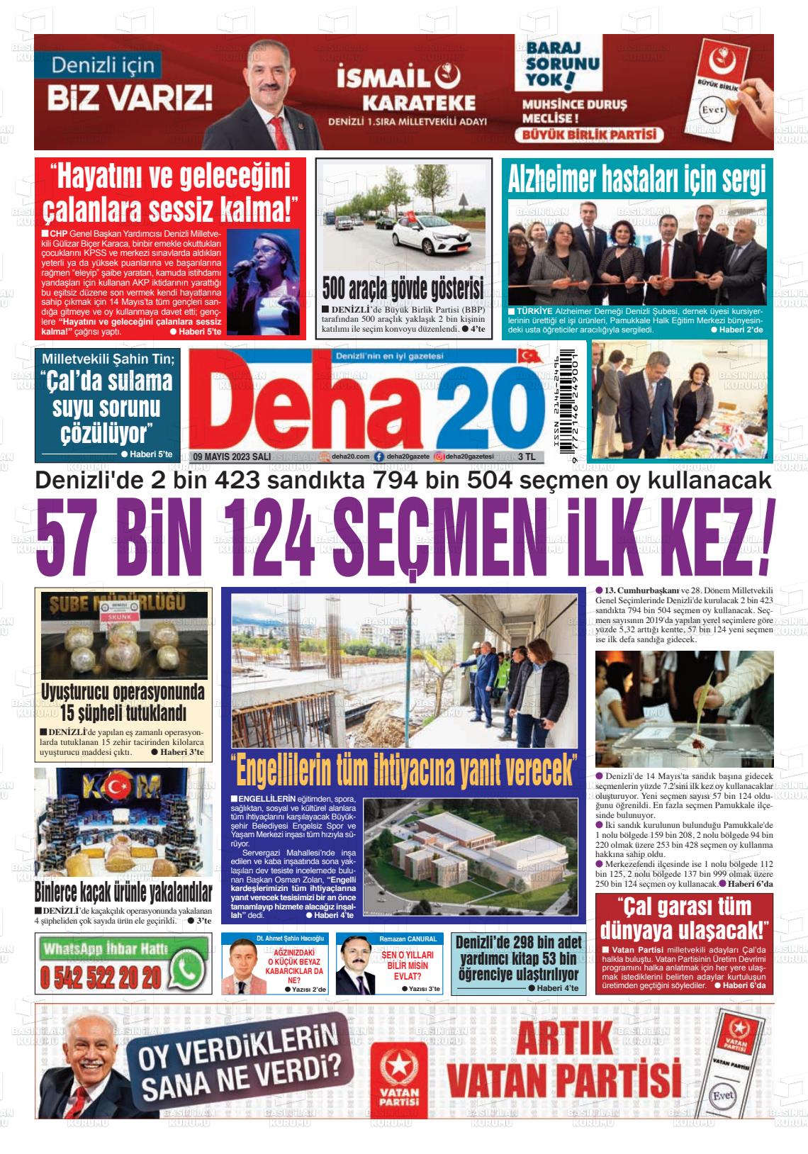 09 Mayıs 2023 Deha 20 Gazete Manşeti