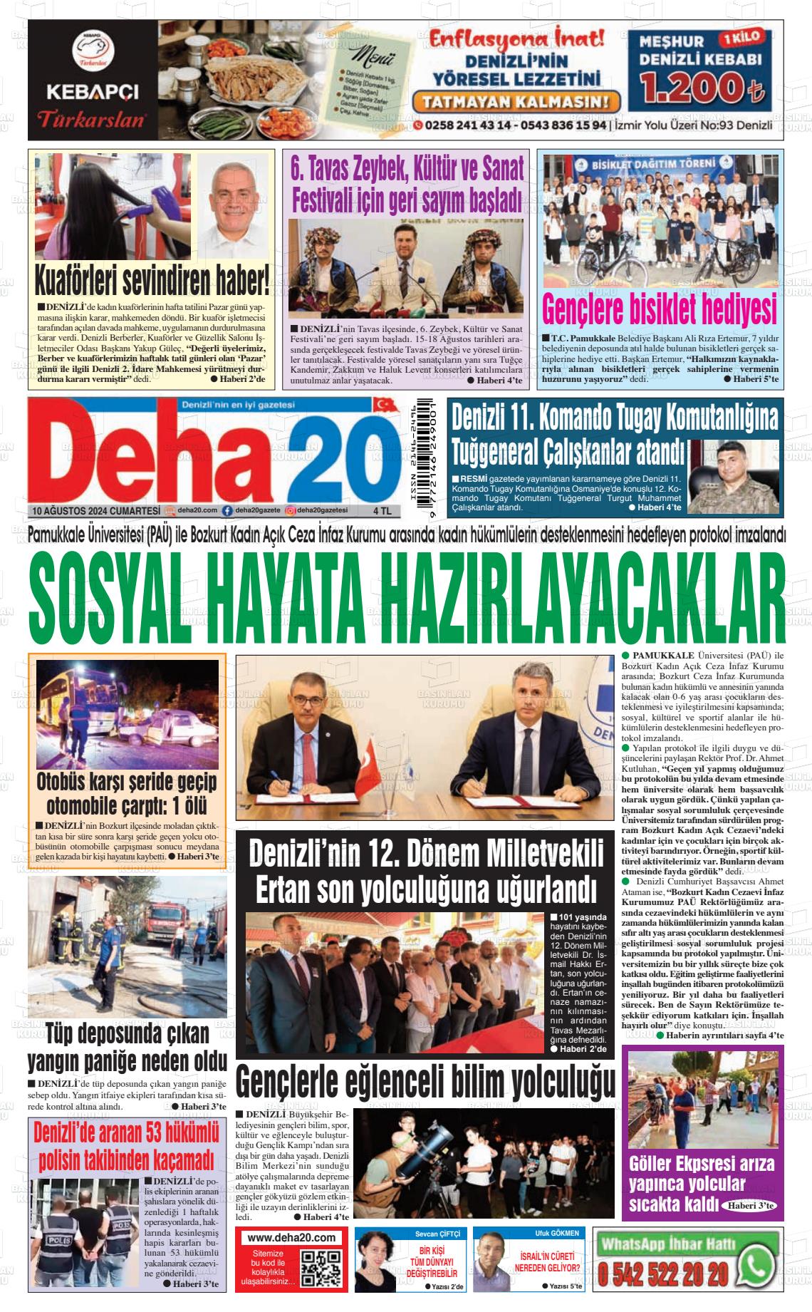 10 Ağustos 2024 Deha 20 Gazete Manşeti