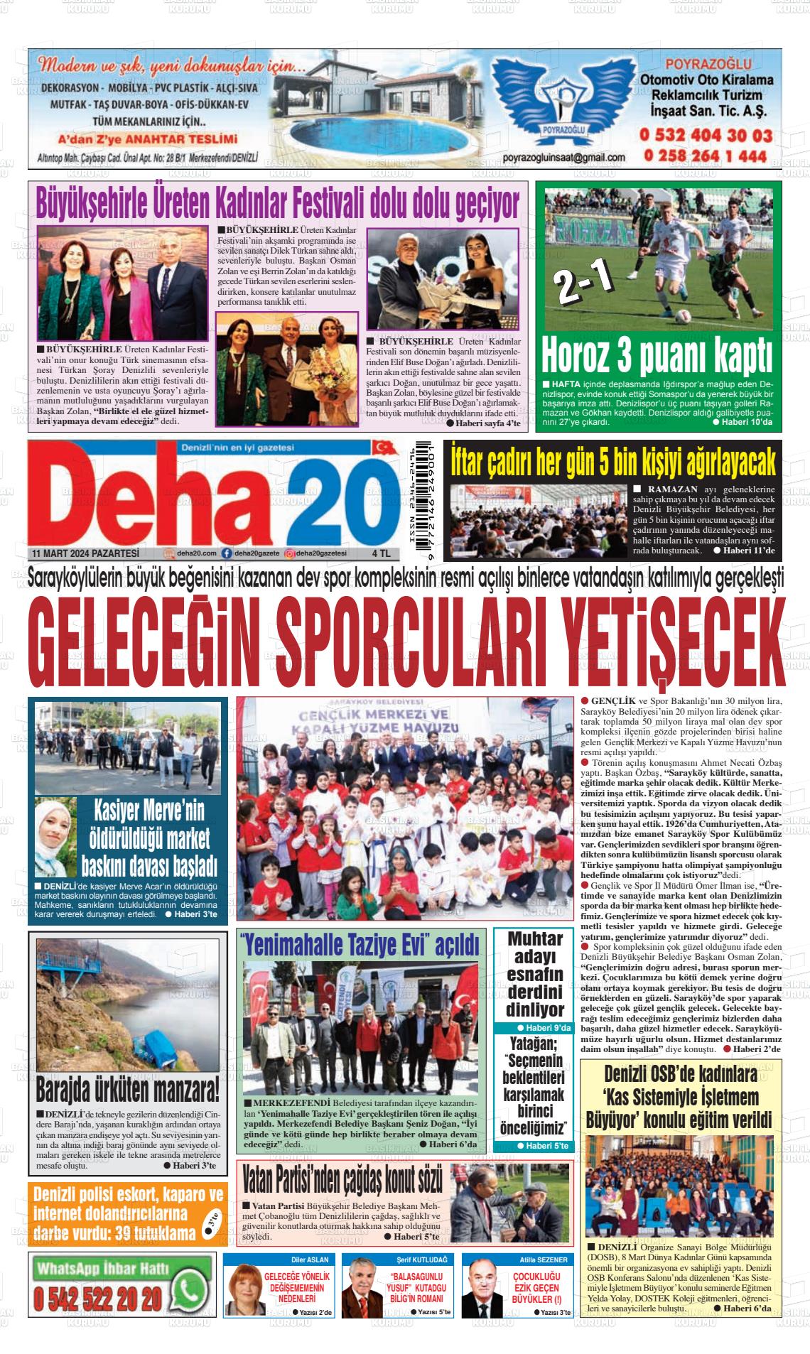 11 Mart 2024 Deha 20 Gazete Manşeti