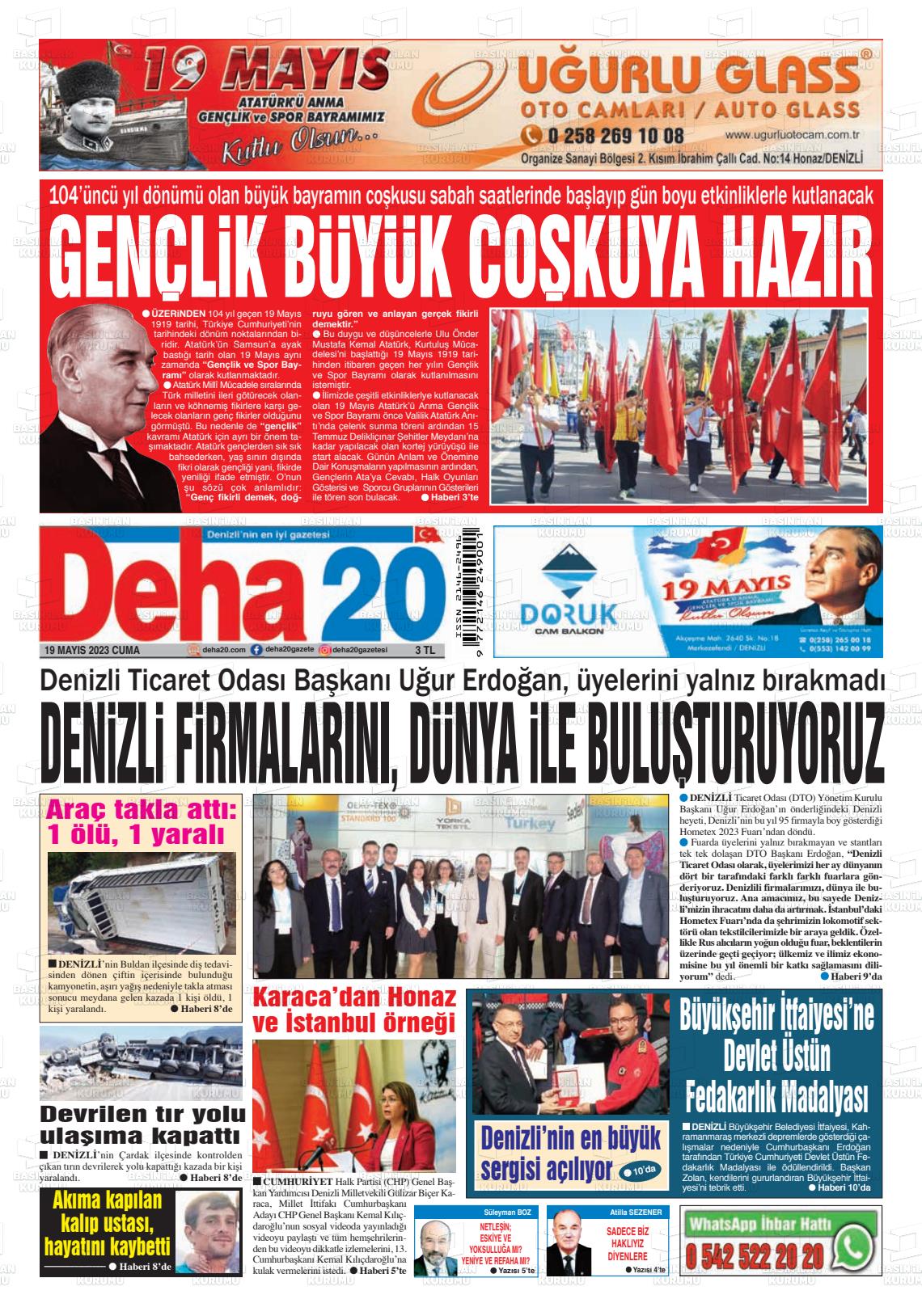 19 Mayıs 2023 Deha 20 Gazete Manşeti