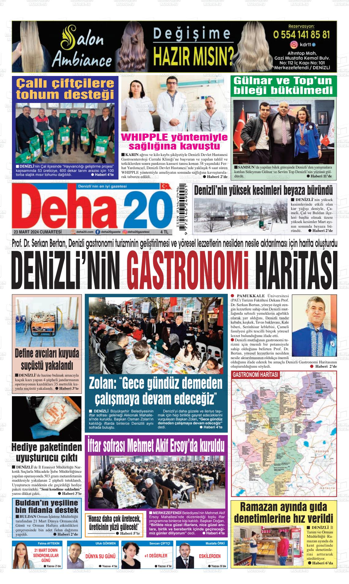 23 Mart 2024 Deha 20 Gazete Manşeti