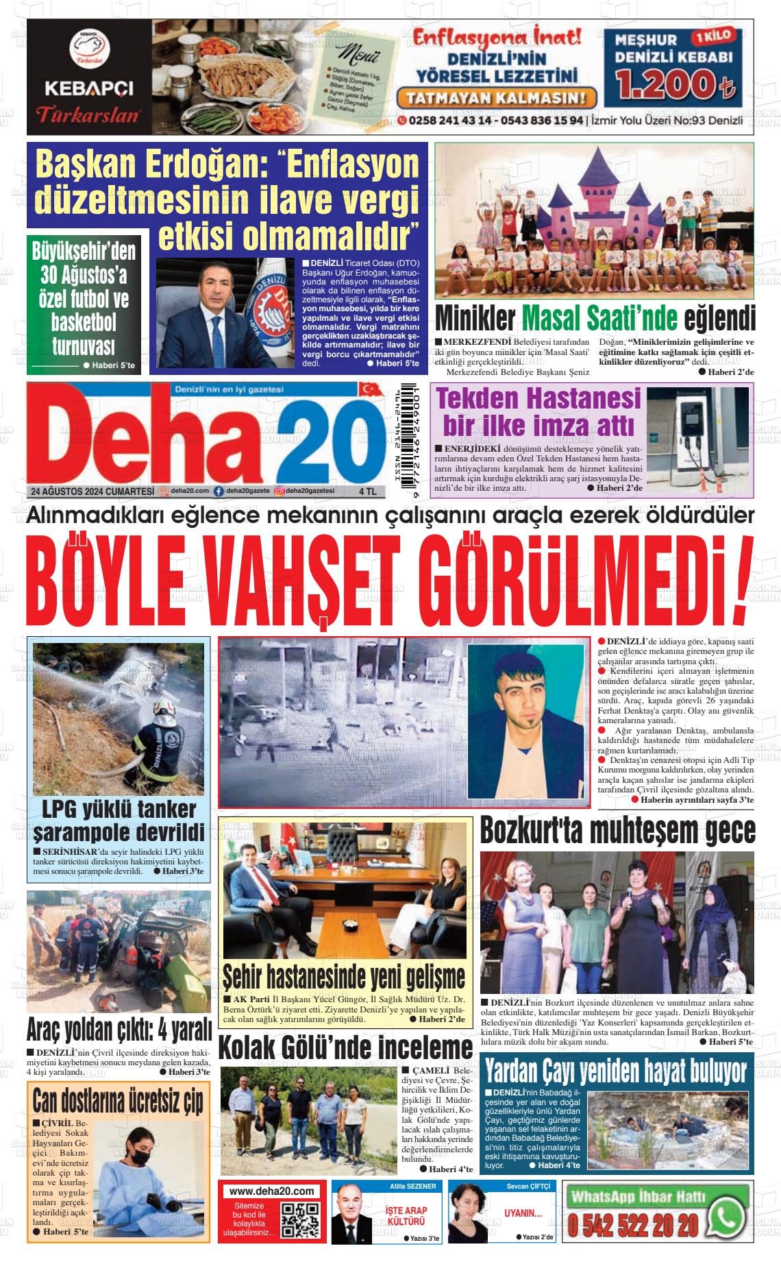 24 Ağustos 2024 Deha 20 Gazete Manşeti