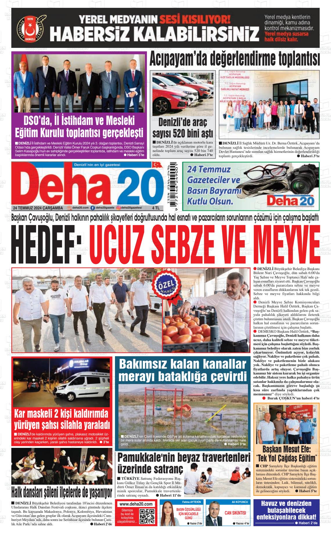 24 Temmuz 2024 Deha 20 Gazete Manşeti