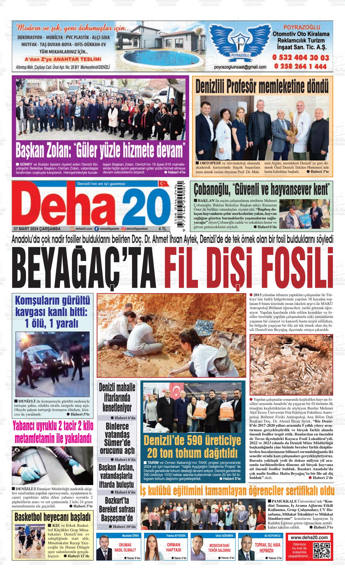 27 Mart 2024 Deha 20 Gazete Manşeti