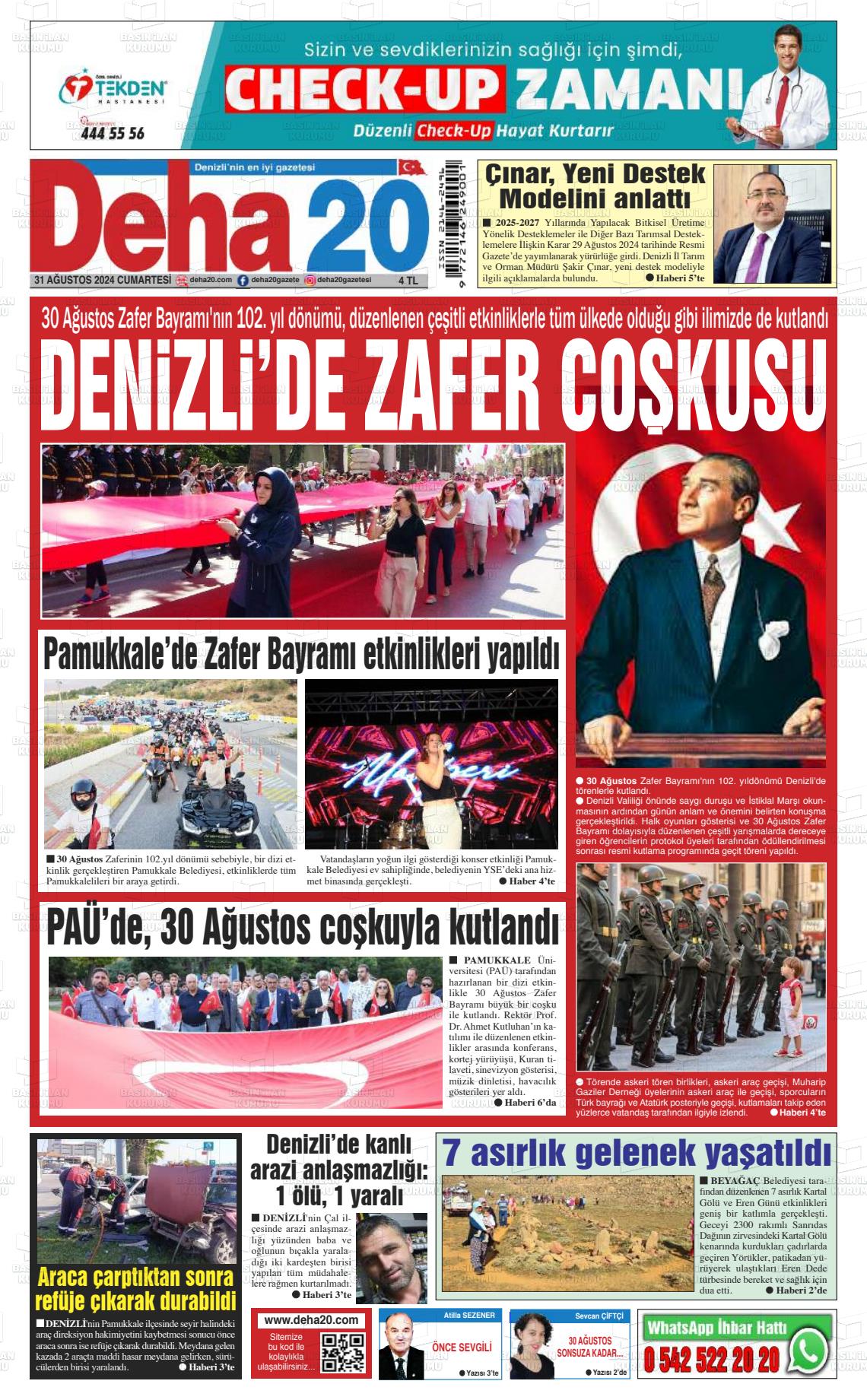 31 Ağustos 2024 Deha 20 Gazete Manşeti