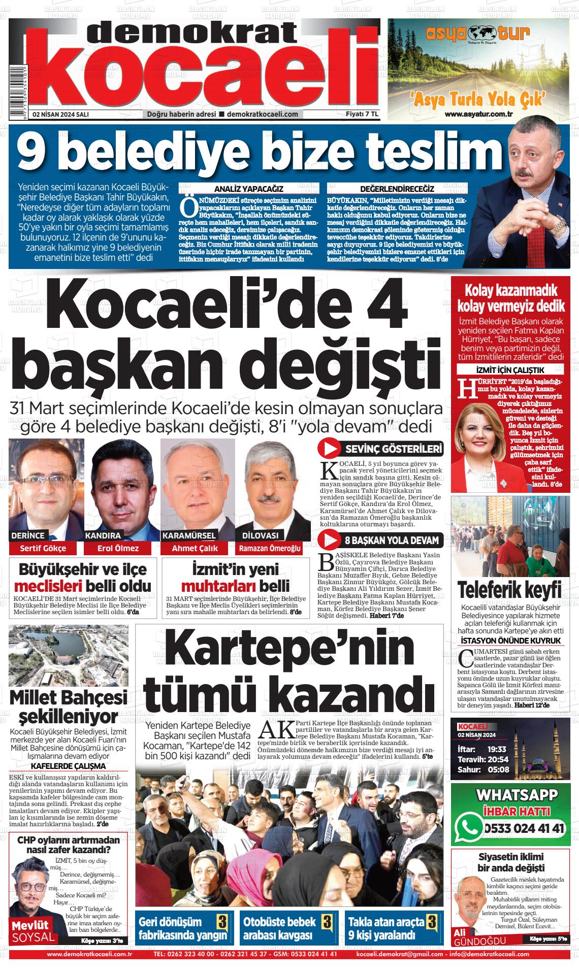 02 Nisan 2024 Demokrat Kocaeli Gazete Manşeti