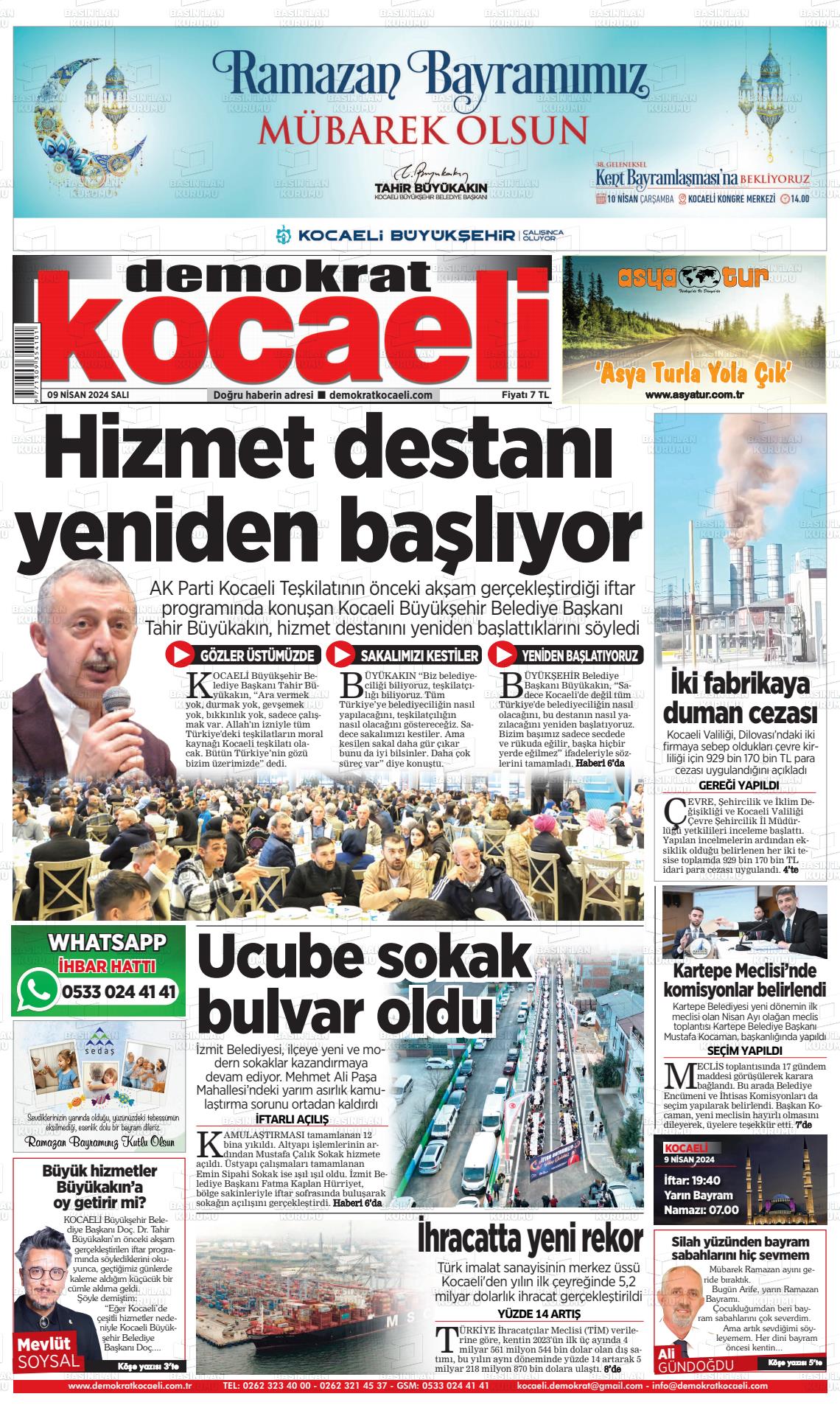 09 Nisan 2024 Demokrat Kocaeli Gazete Manşeti