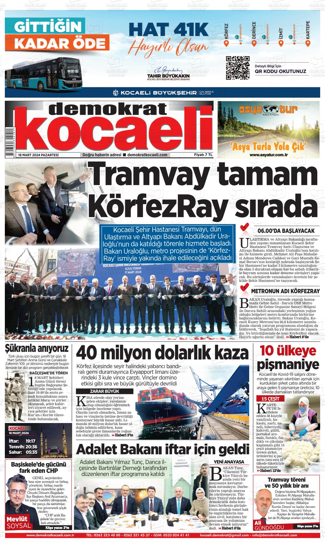 18 Mart 2024 Demokrat Kocaeli Gazete Manşeti