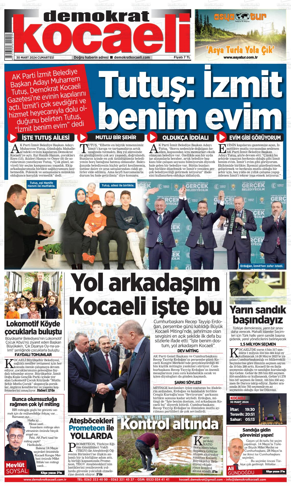 30 Mart 2024 Demokrat Kocaeli Gazete Manşeti