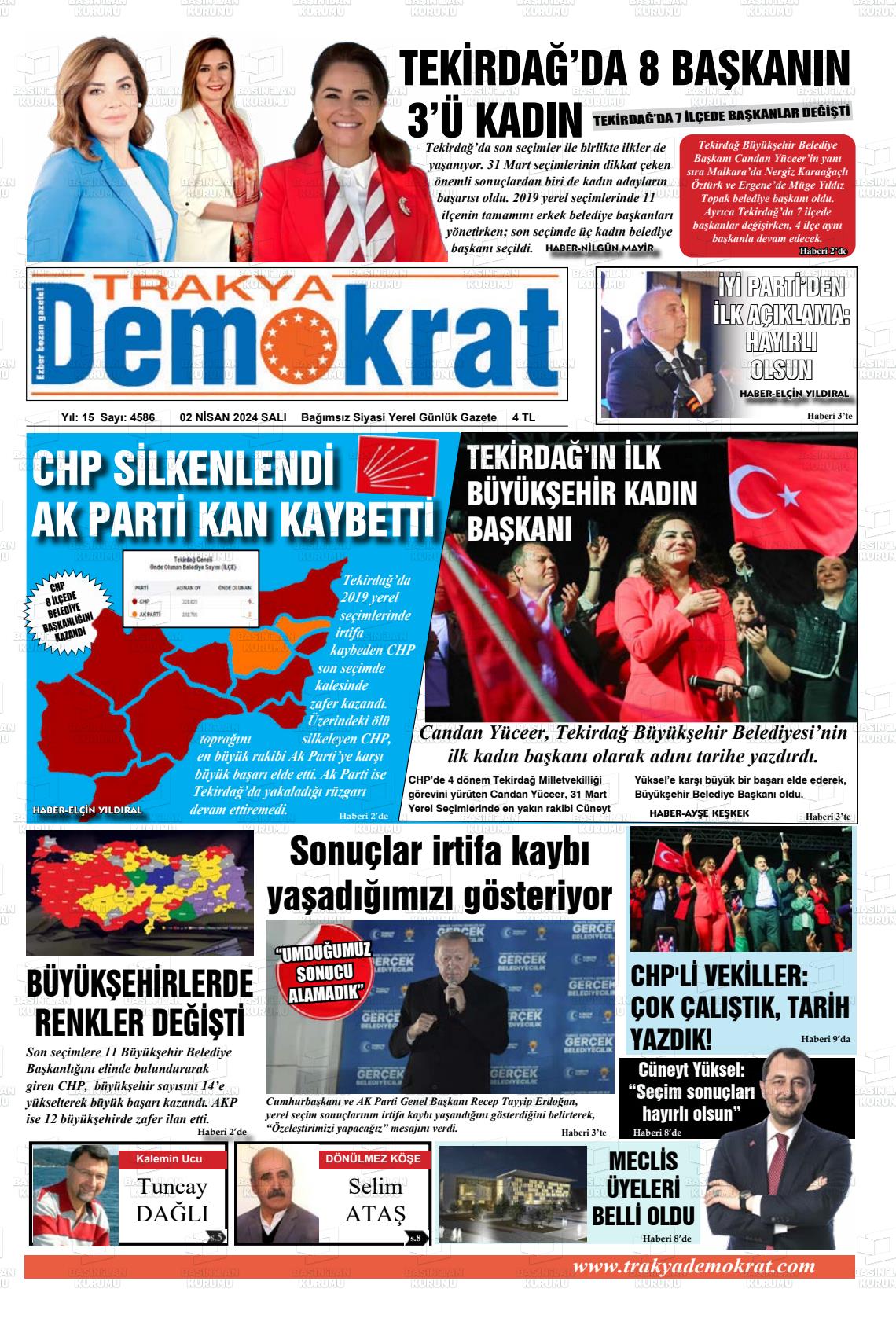 02 Nisan 2024 Demokrat Trakya Gazete Manşeti