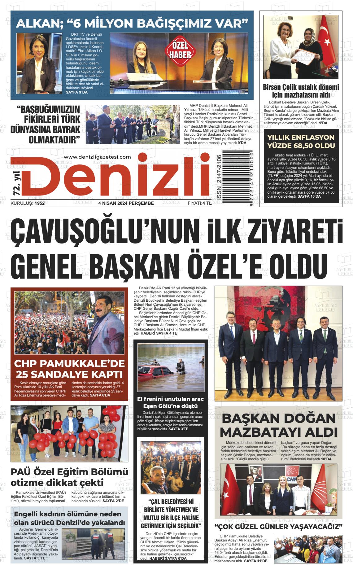 04 Nisan 2024 Denizli Gazete Manşeti