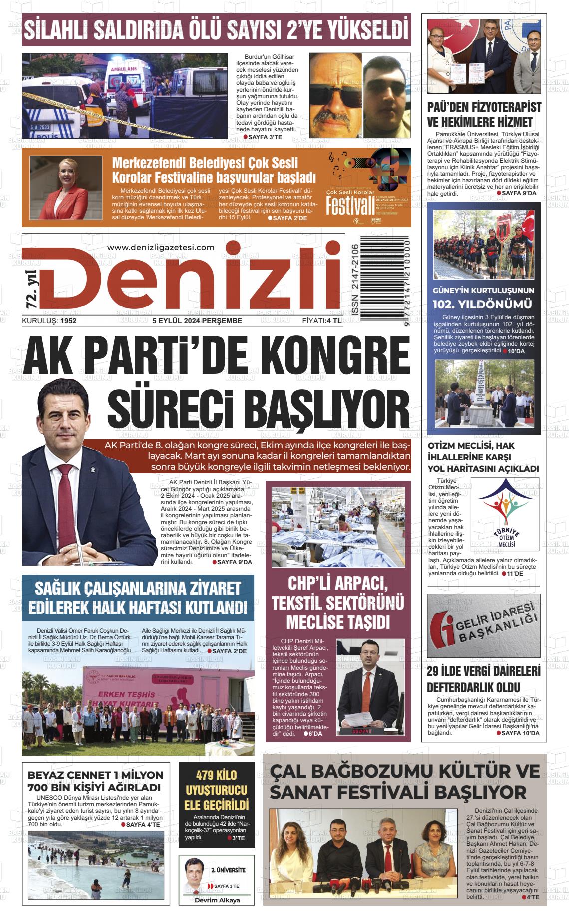 05 Eylül 2024 Denizli Gazete Manşeti