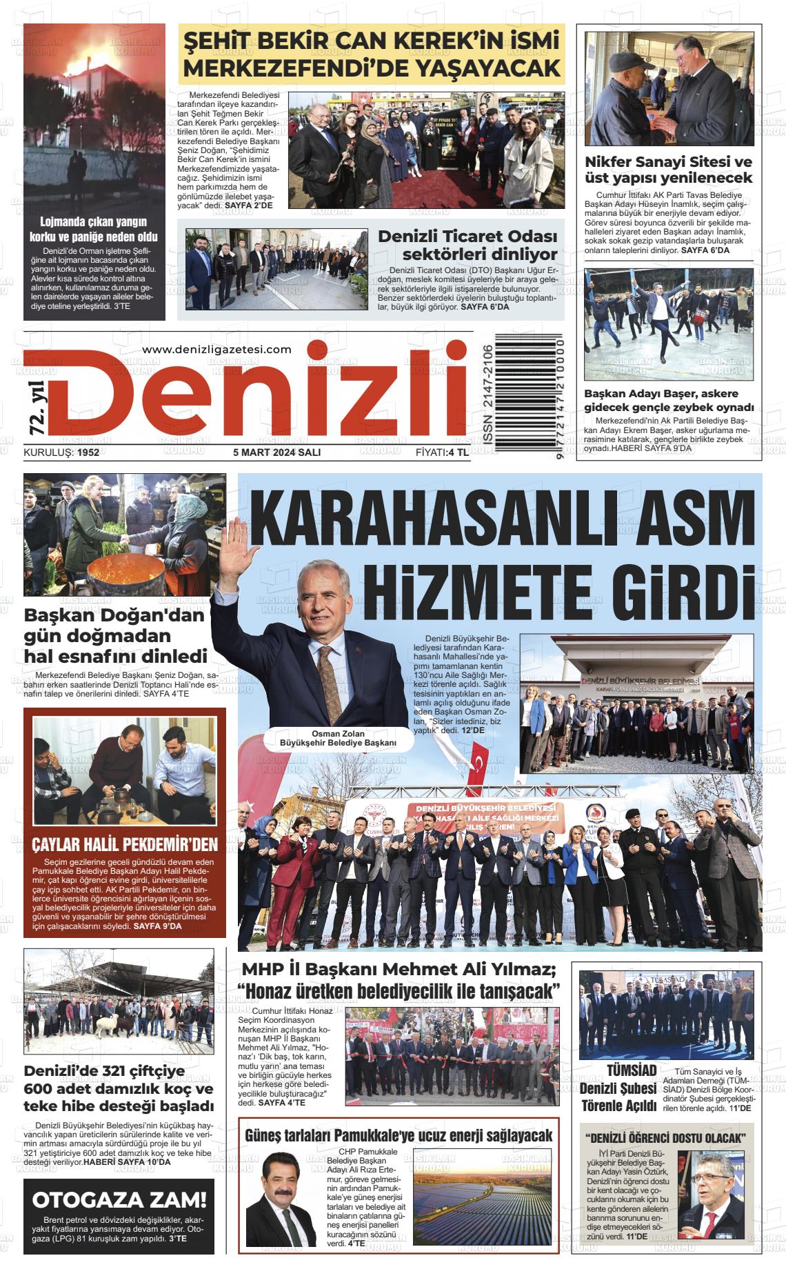 07 Mart 2024 Denizli Gazete Manşeti