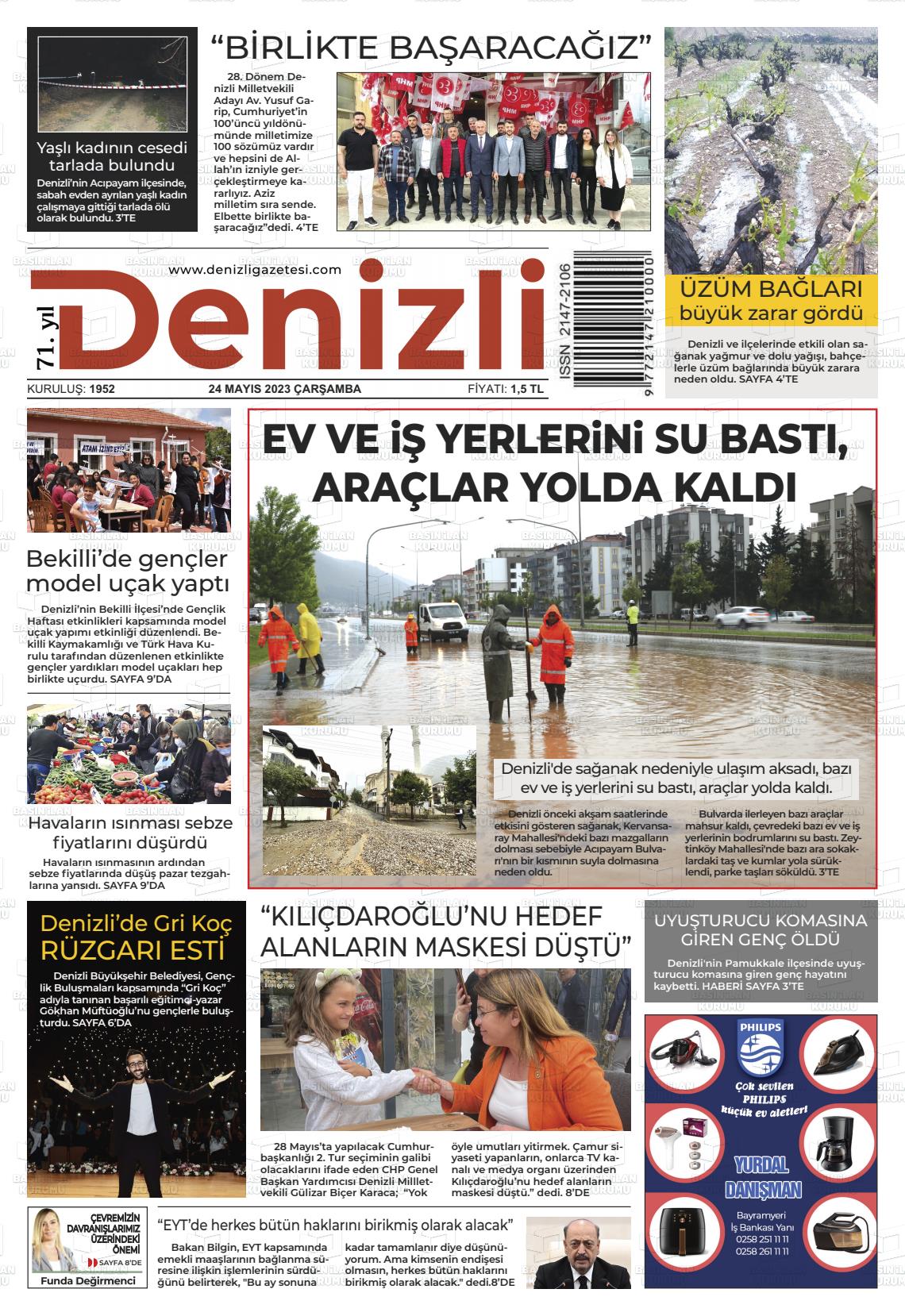 24 Mayıs 2023 Denizli Gazete Manşeti