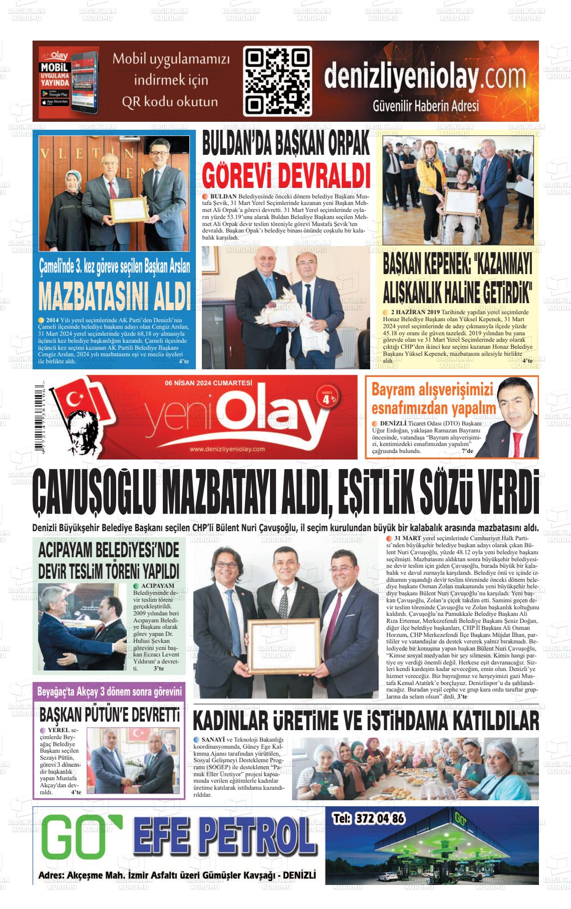 06 Nisan 2024 Denizli Yeni Olay Gazete Manşeti