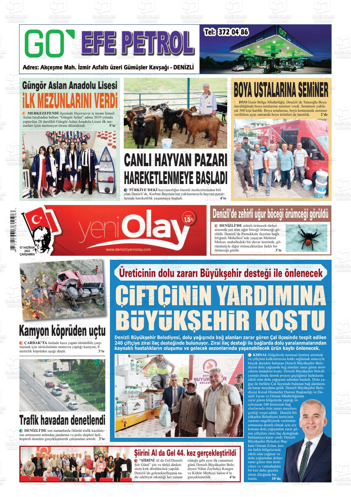 07 Haziran 2023 Denizli Yeni Olay Gazete Manşeti