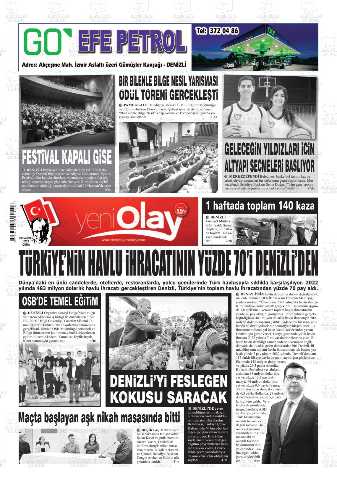 11 Haziran 2023 Denizli Yeni Olay Gazete Manşeti