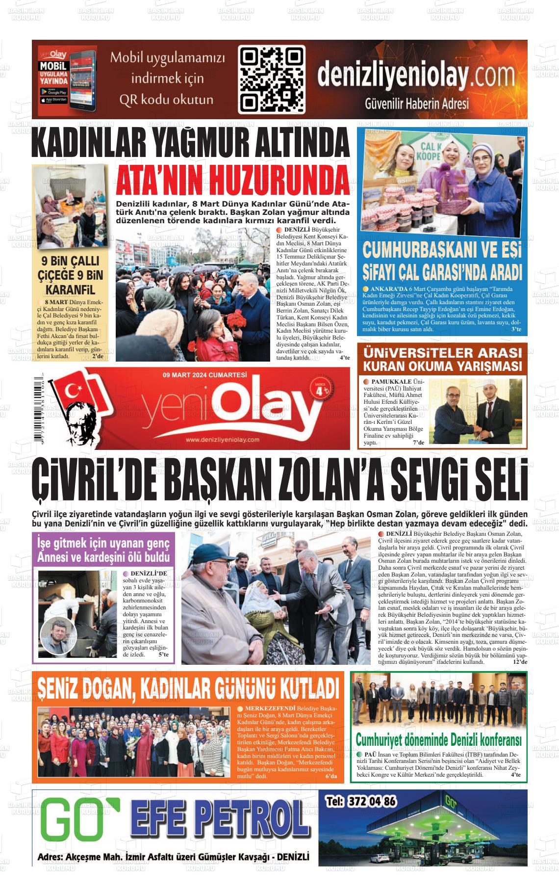 09 Mart 2024 Denizli Yeni Olay Gazete Manşeti