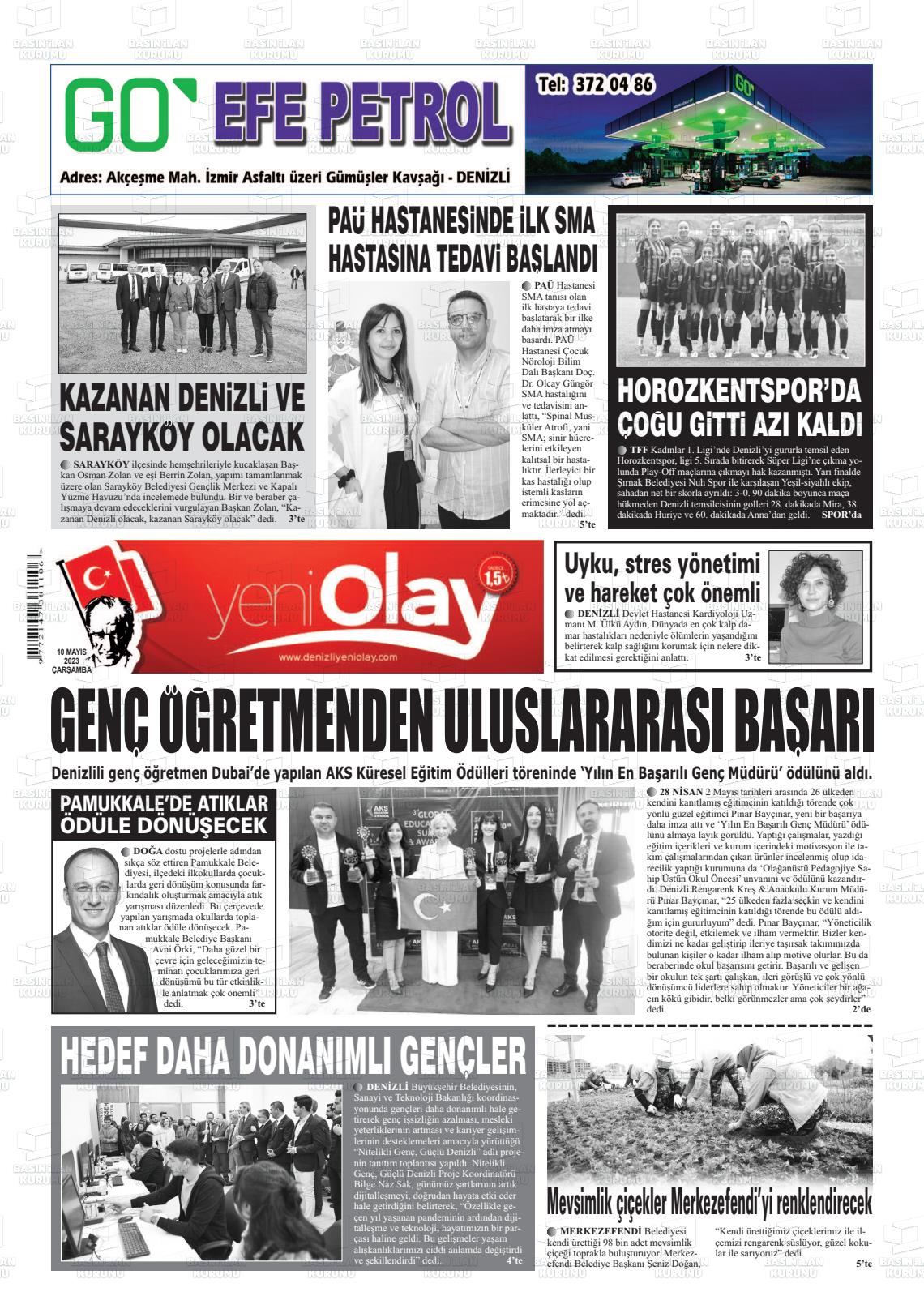 10 Mayıs 2023 Denizli Yeni Olay Gazete Manşeti