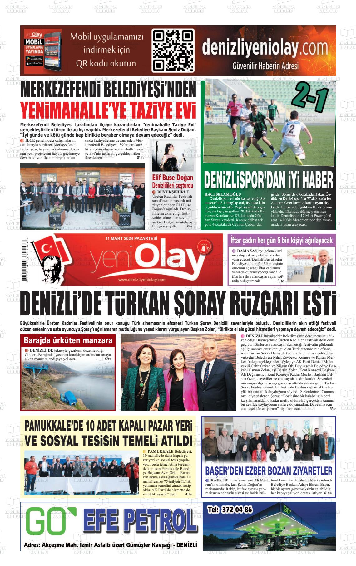 11 Mart 2024 Denizli Yeni Olay Gazete Manşeti