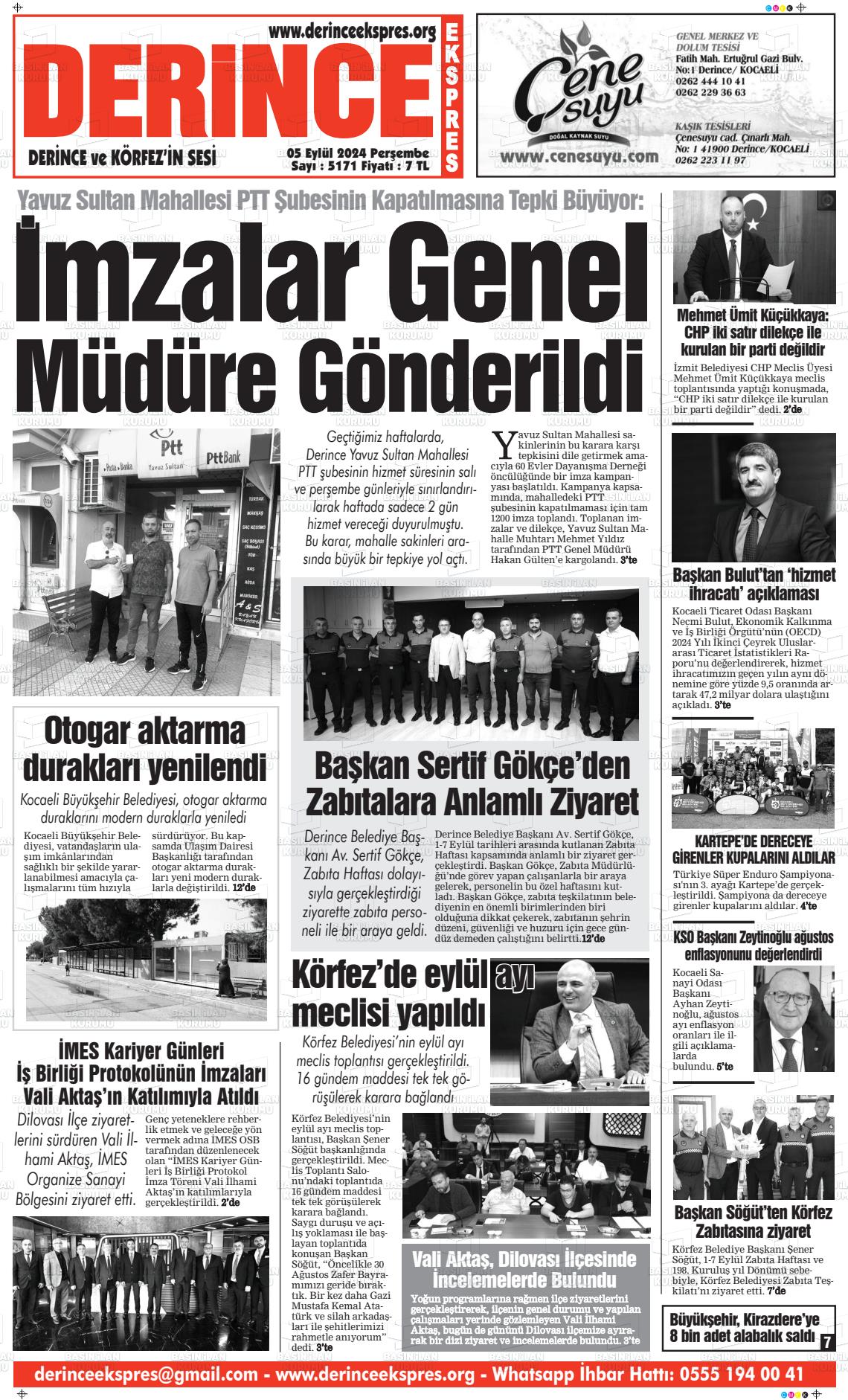 05 Eylül 2024 Derince Ekspres Gazete Manşeti