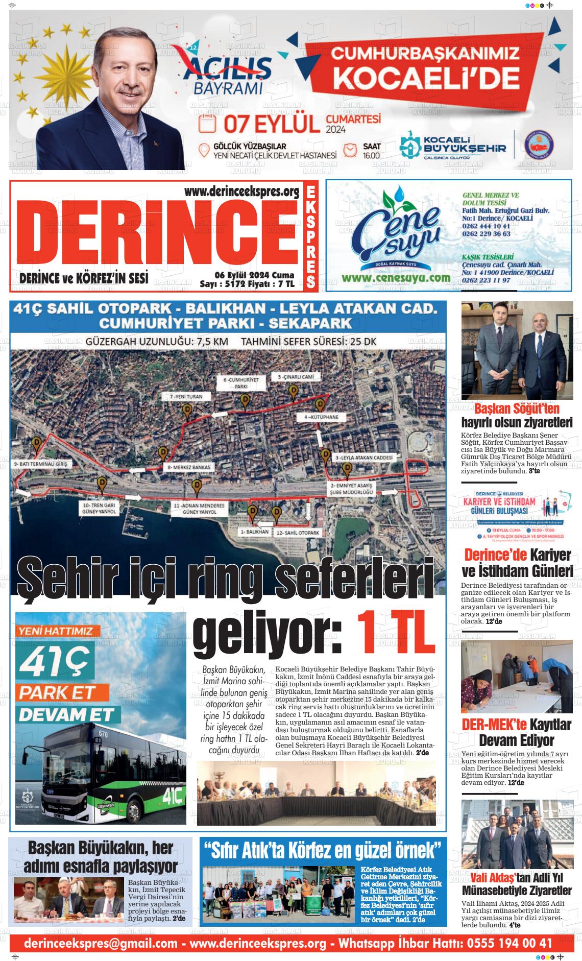 06 Eylül 2024 Derince Ekspres Gazete Manşeti