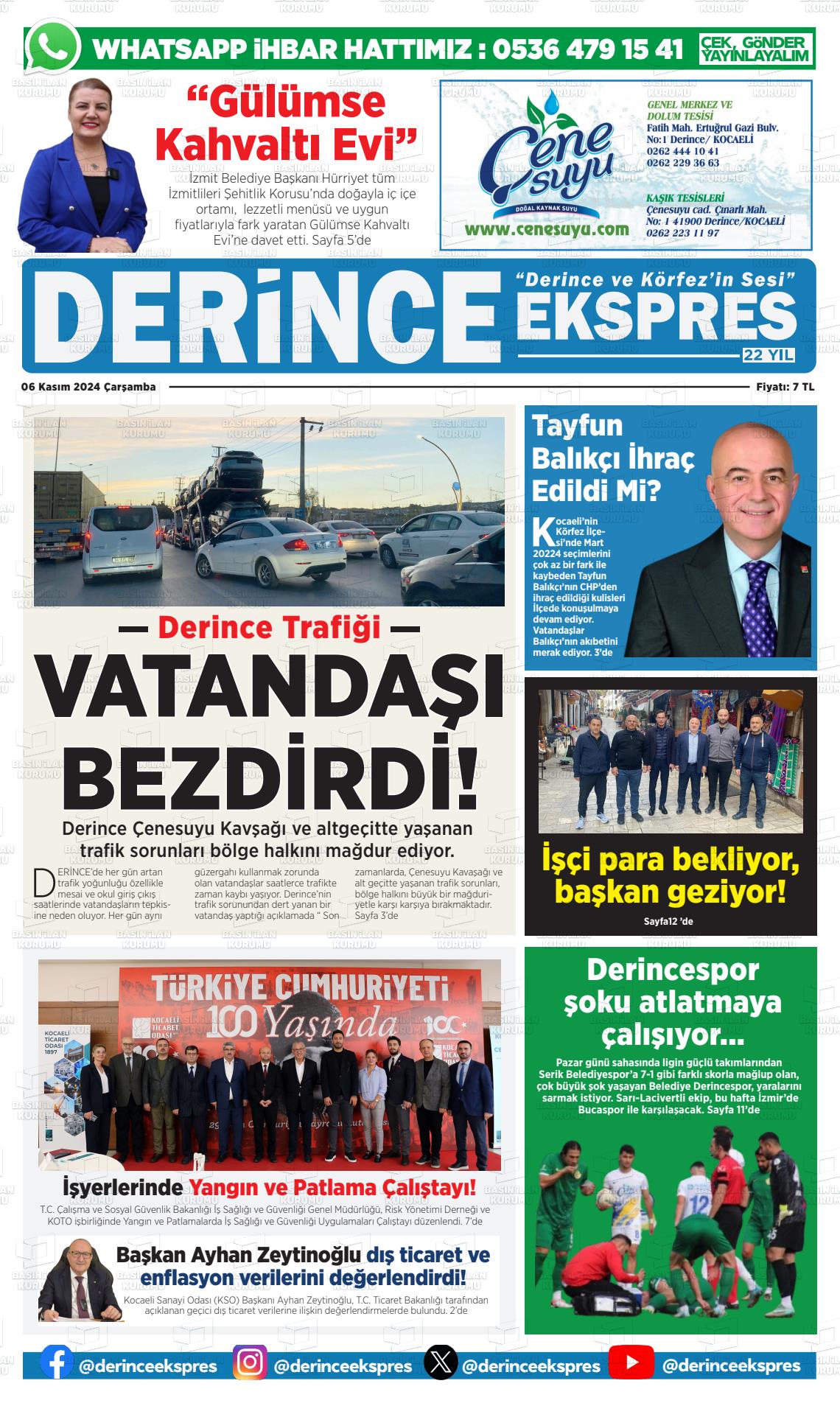 06 Kasım 2024 Derince Ekspres Gazete Manşeti