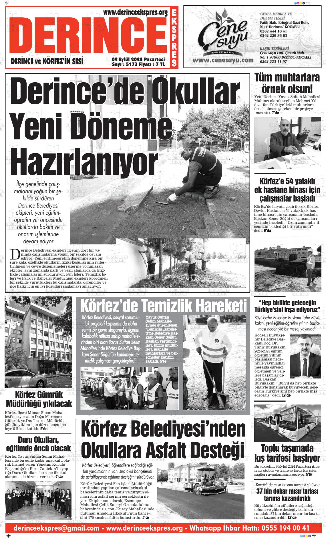 09 Eylül 2024 Derince Ekspres Gazete Manşeti