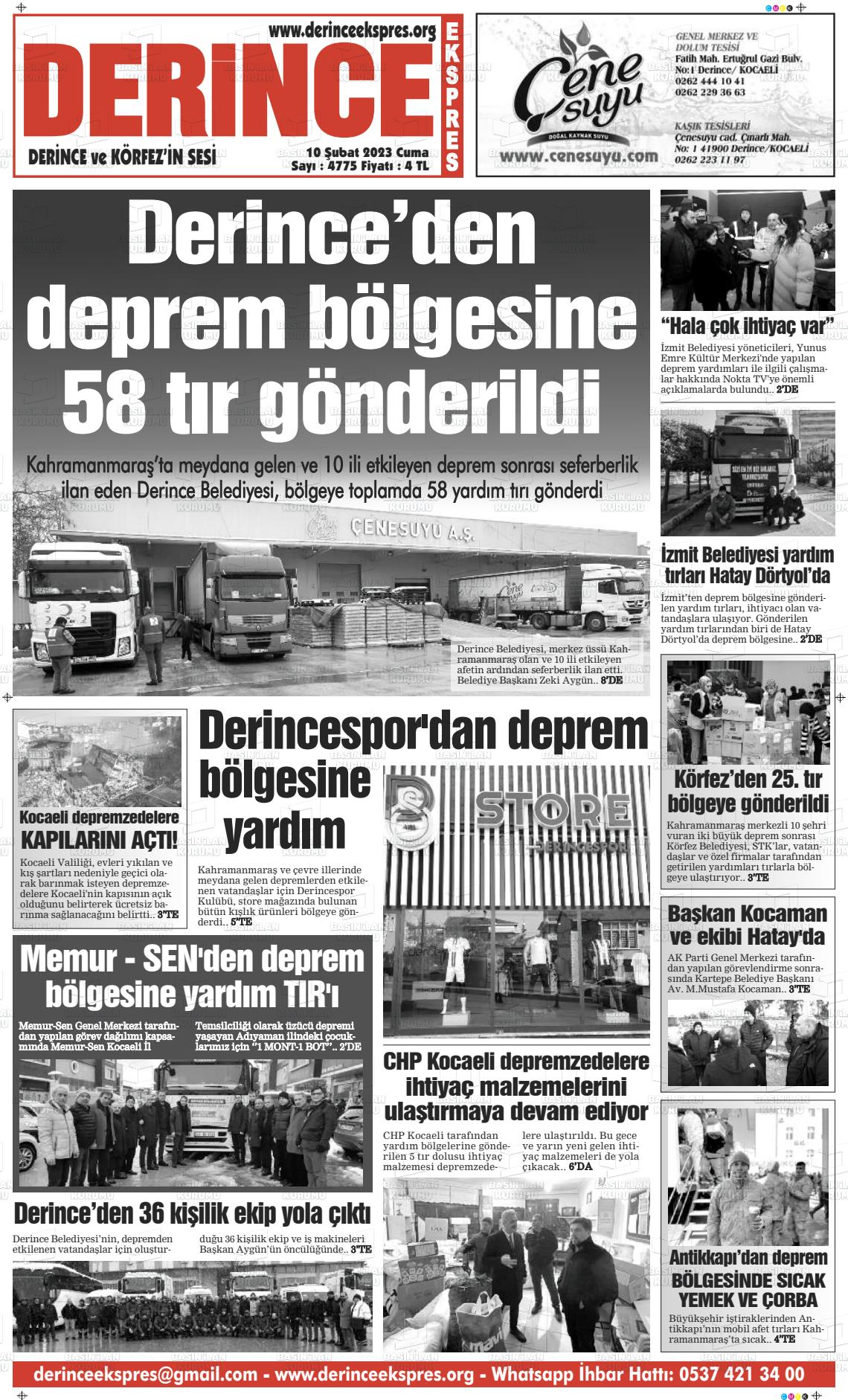 10 Nisan 2023 Derince Ekspres Gazete Manşeti