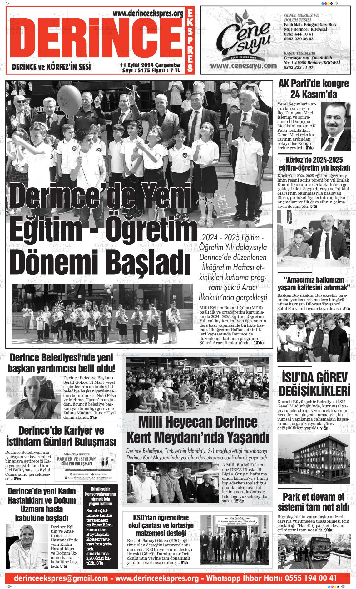 11 Eylül 2024 Derince Ekspres Gazete Manşeti