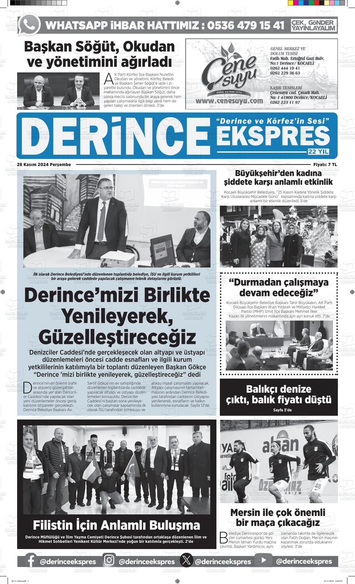 21 Aralık 2024 Derince Ekspres Gazete Manşeti