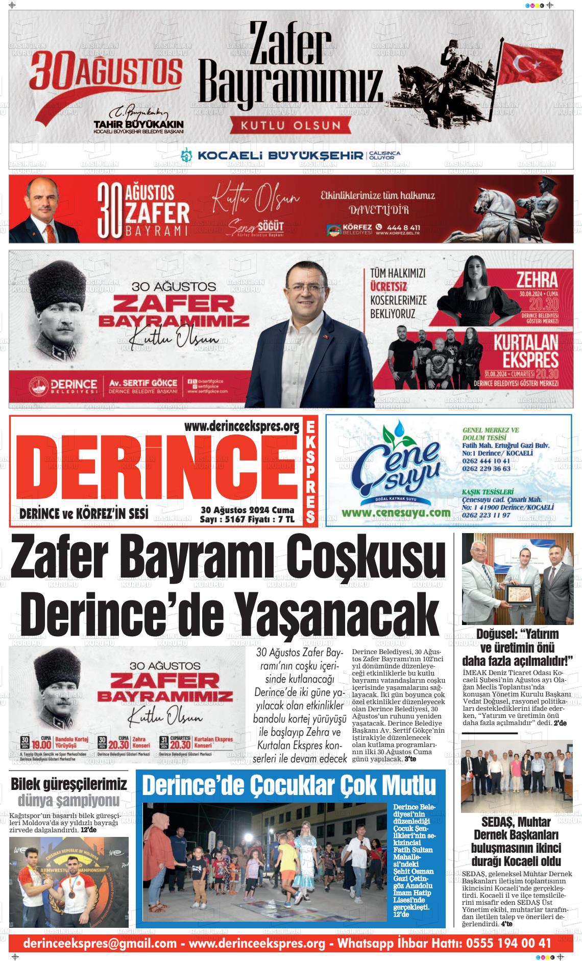 30 Ağustos 2024 Derince Ekspres Gazete Manşeti