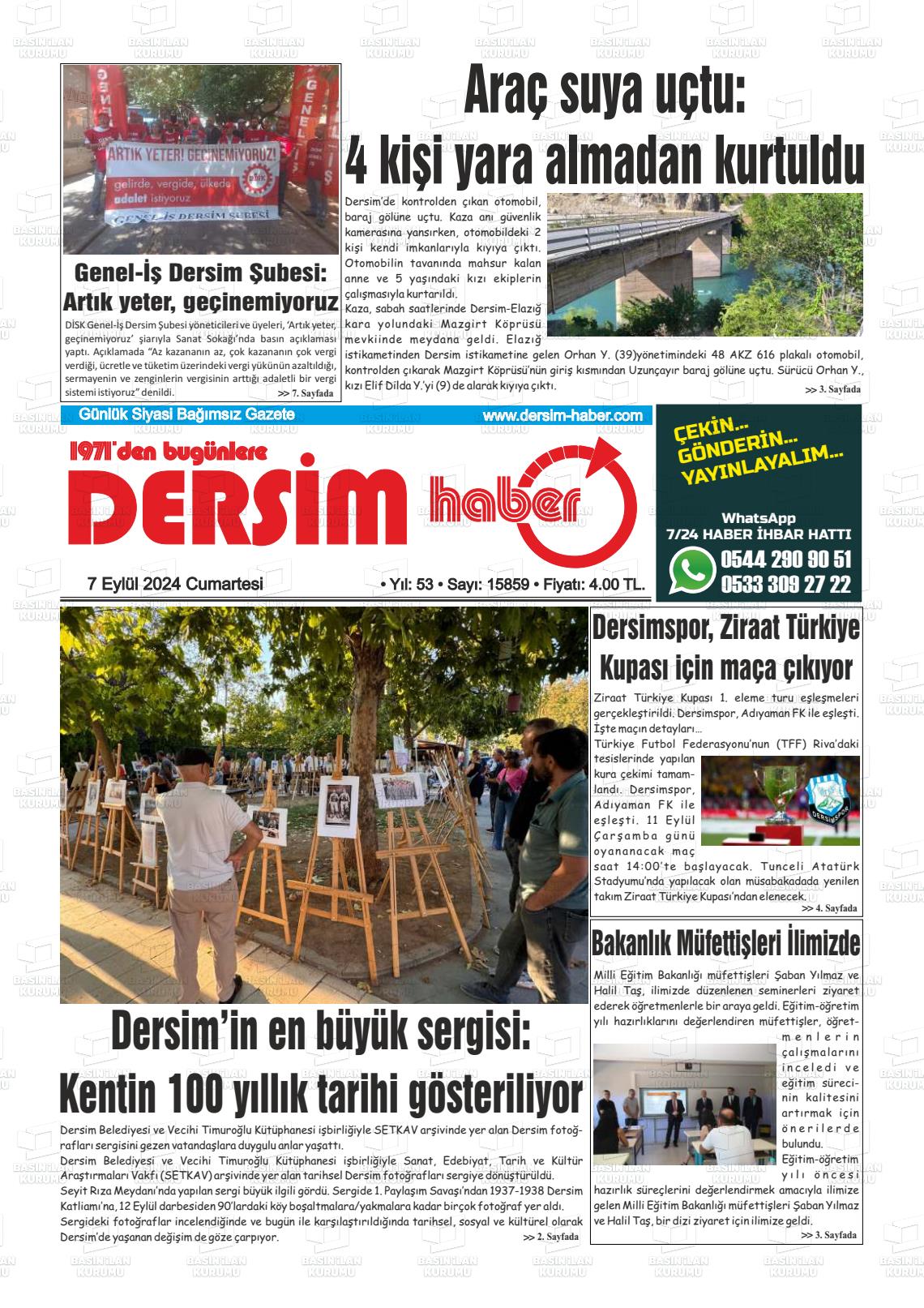 07 Eylül 2024 DERSİM HABER Gazete Manşeti