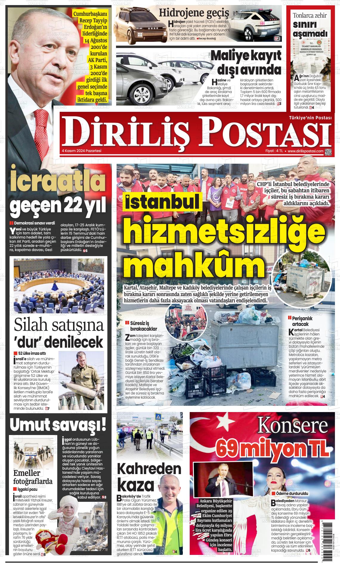 04 Kasım 2024 Diriliş Postası Gazete Manşeti