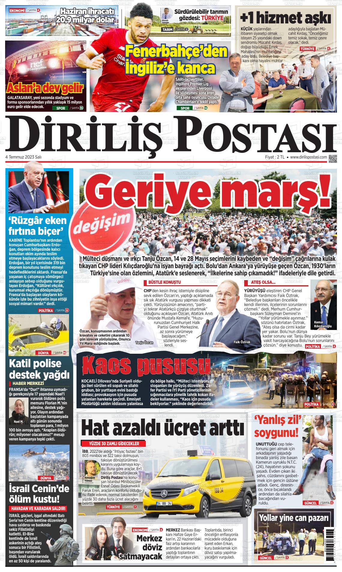 04 Temmuz 2023 Diriliş Postası Gazete Manşeti